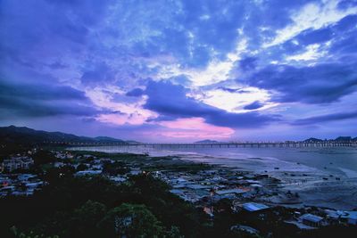 Scenic view of sea against cloudy sky