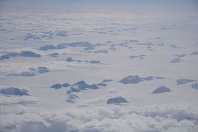 Aerial view of snow covered landscape
