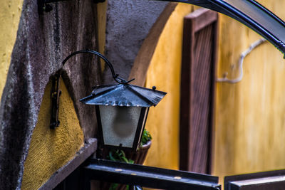 Close-up of old building against wall