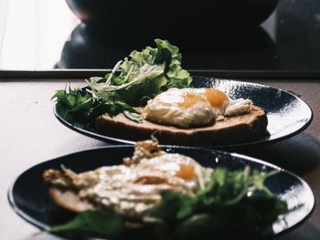 Close-up of food in plate on table