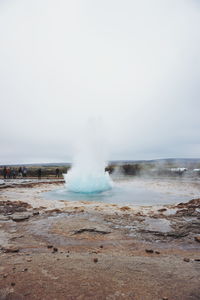 Geyser strokkur iceland against clear sky