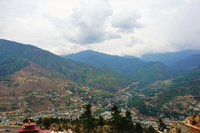 High angle view of townscape against sky