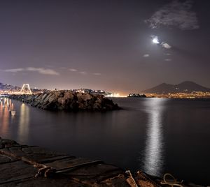Scenic view of sea against sky at night