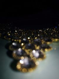 High angle view of illuminated decorations on table