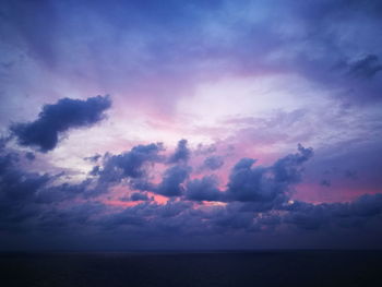 Scenic view of sea against dramatic sky