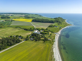 High angle view of agricultural field against sky