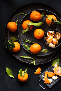 High angle view of fruits on table