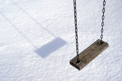 High angle view of swing in winter