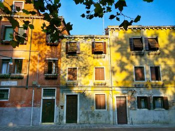 Exterior of yellow residential building