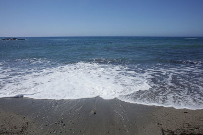 Scenic view of sea against clear sky