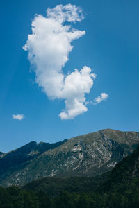 Scenic view of mountains against cloudy sky