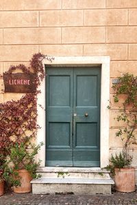 Closed door of building