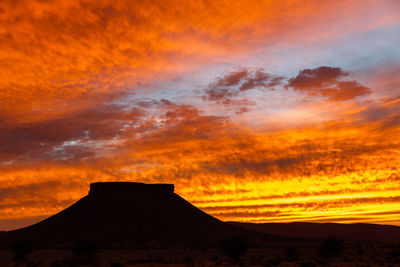 Table mountain sunset in the sahara desert