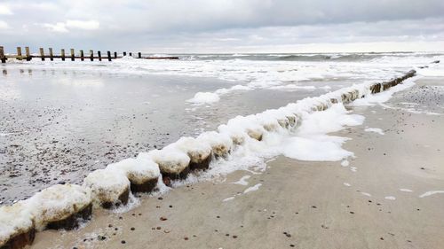 Scenic view of beach against sky