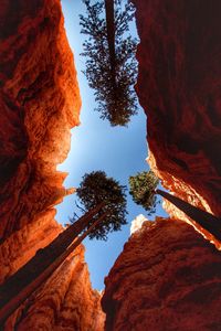 Low angle view of rock formations