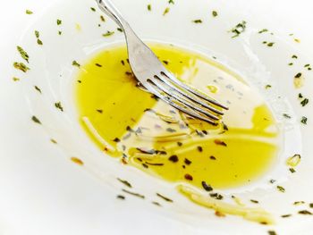 Close-up of soup served in bowl