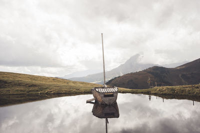 Scenic view of calm lake against mountain range