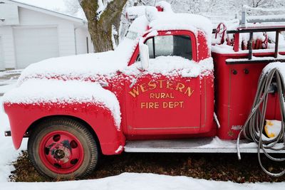 Red car in snow