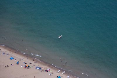 High angle view of people on beach