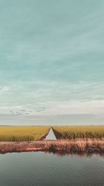 Scenic view of land against sky