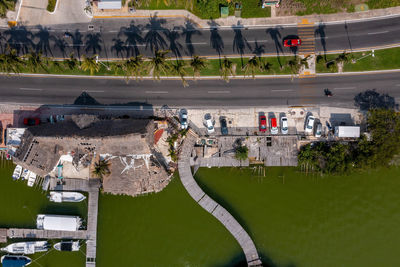 Aerial view of punta norte beach, cancun, mexico.