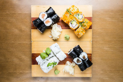 High angle view of sushi