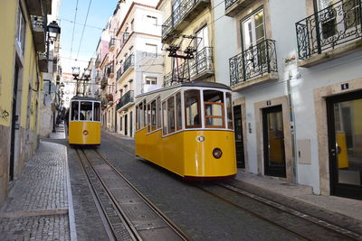 View of yellow car on street