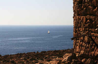 Scenic view of sea against clear sky