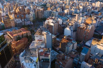 High angle view of buildings in city