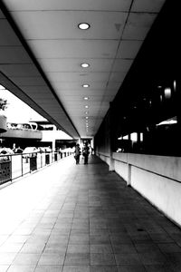 View of illuminated underground walkway