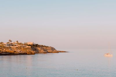 Scenic view of sea against clear sky