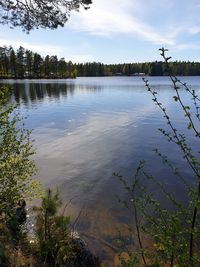 Scenic view of lake against sky