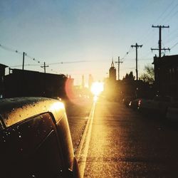 Sunset over road