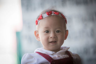 Close-up portrait of cute baby girl