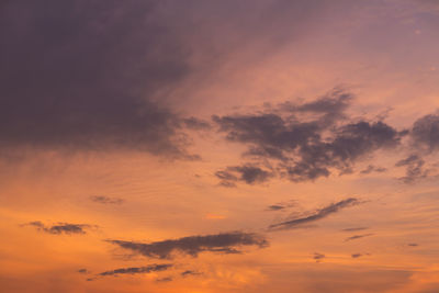 Low angle view of dramatic sky during sunset