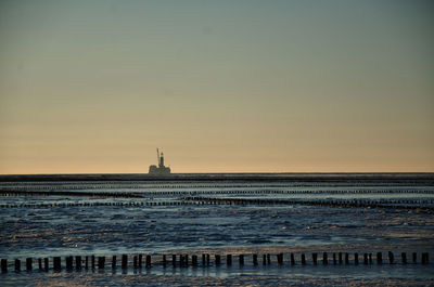 View of offshore platform at seaside