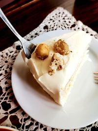 Close-up of dessert in plate on table