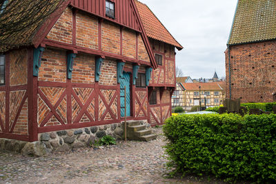 Exterior of old building in city against sky