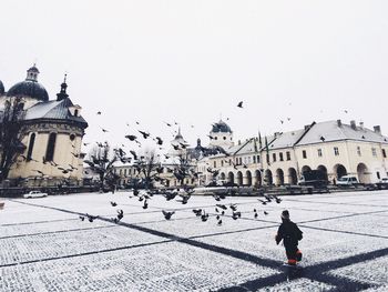 View of woman in city