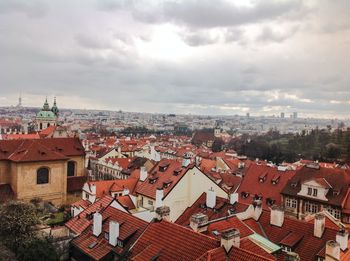 High angle view of townscape against sky