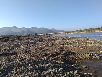 Scenic view of sea against clear sky