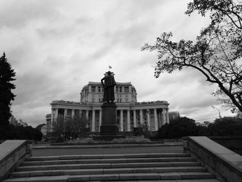 Low angle view of historical building against cloudy sky