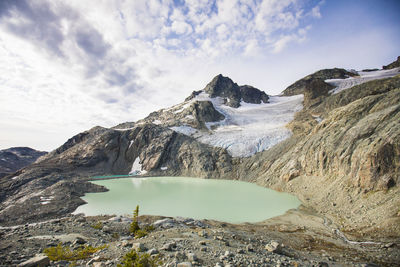 Locomotive mountain, glacier and alpine lake, b.c. canada.