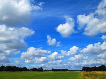 Scenic view of landscape against blue sky