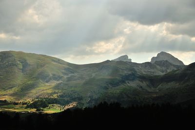 Scenic view of mountains against sky