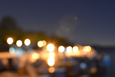 Defocused image of illuminated city at night