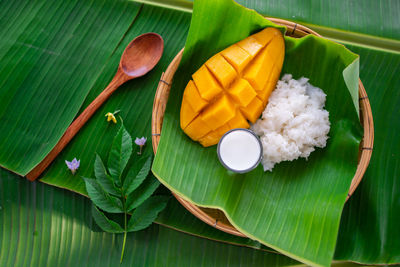 High angle view of food on table