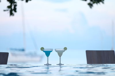 Close-up of wine glass on table