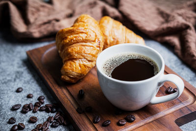 High angle view of breakfast on table