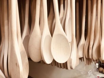 Cooking spoon made of wood used in kitchen for cooking kitchen household items